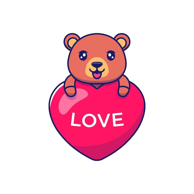 Lindo oso abrazando globo de amor
