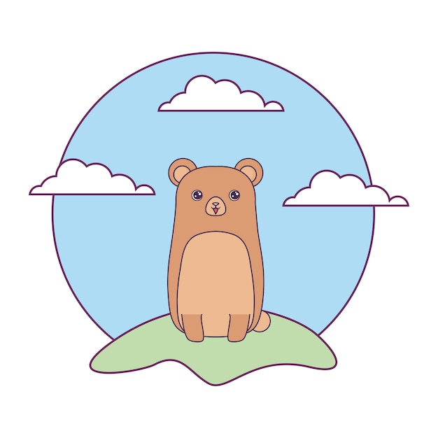 Vector lindo oso animal en el paisaje