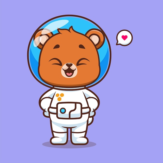 Lindo oso astronauta dibujos animados Vector icono ilustración Animal ciencia icono concepto aislado plano