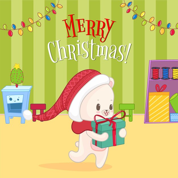 Lindo oso blanco polar correr con regalo Font Bigelow Rules