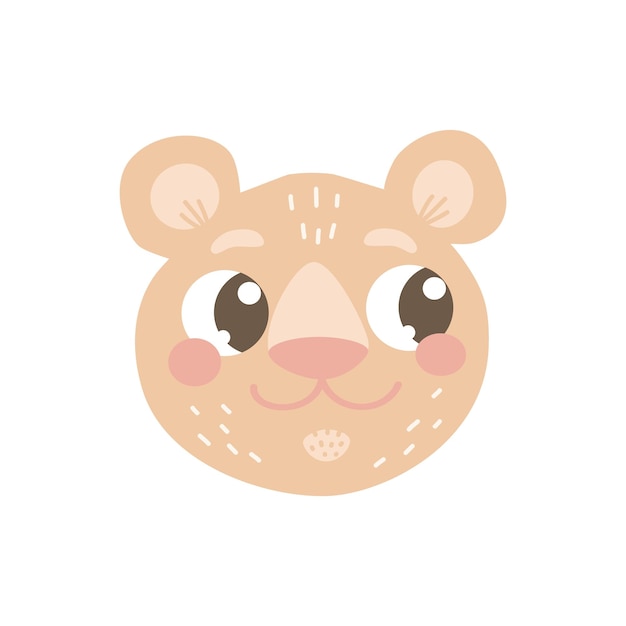 Lindo oso cabeza Vector dibujado a mano ilustración de dibujos animados