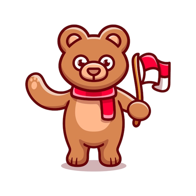 Lindo oso celebrando el día de la independencia de Indonesia