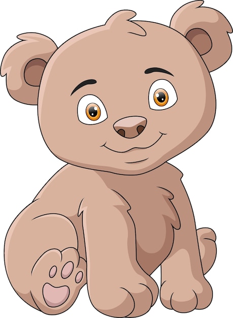 El lindo oso de dibujos animados sentado