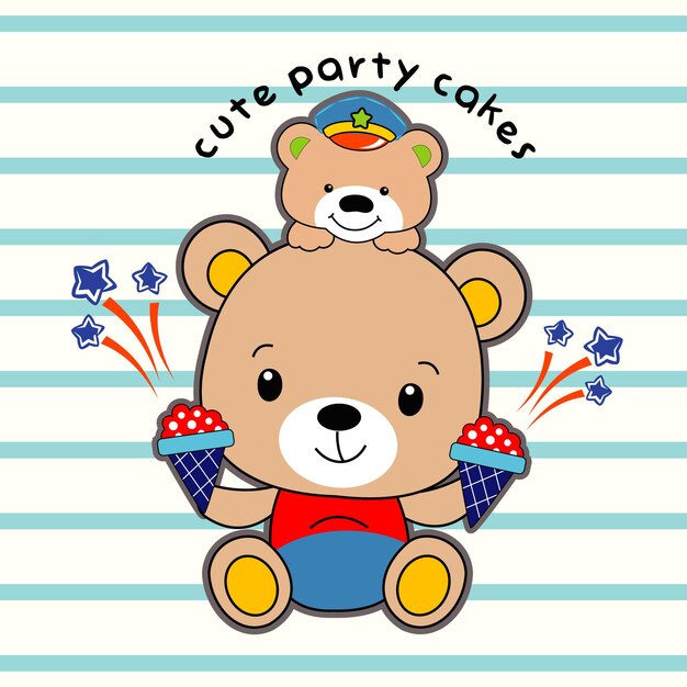 lindo oso feliz fiesta diseño dibujos animados vector ilustración