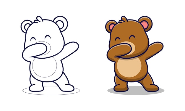 Lindo oso está frotando páginas para colorear de dibujos animados para  niños | Vector Premium