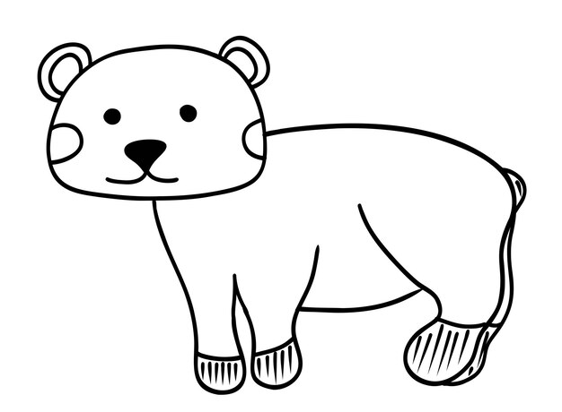 Lindo oso garabateado en estilo dibujado a mano