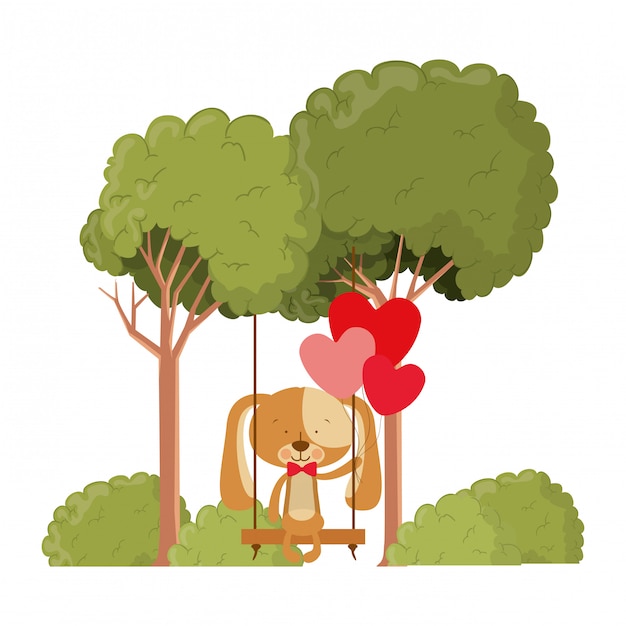 Vector lindo oso con globos de helio