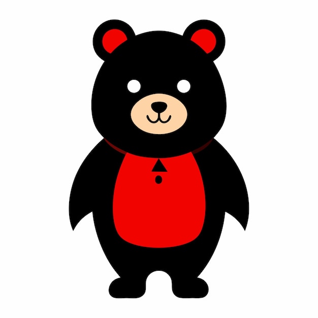 El lindo oso de Halloween de pie en ilustración de color rojo y negro