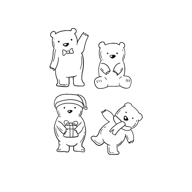 lindo oso handrawn doodle ilustraciones vector