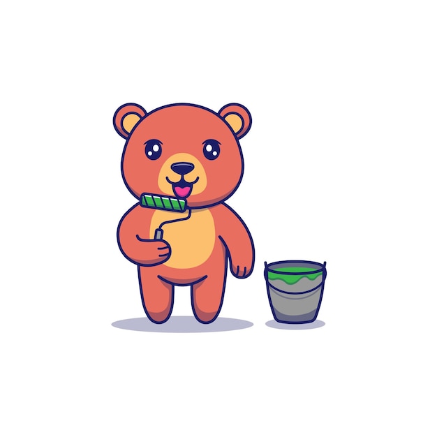 Lindo oso con herramienta de pintura