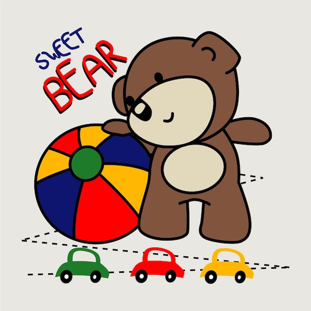 lindo oso jugando diseño dibujos animados vector ilustrador