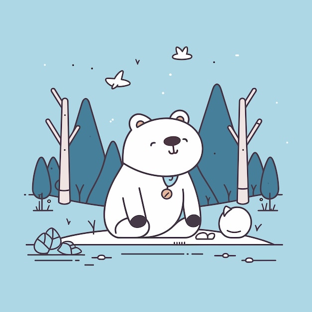 Vector lindo oso kawaii ilustración