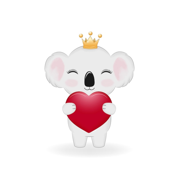 Lindo oso koala con concepto de día de san valentín de corazón