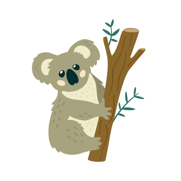 Lindo oso koala sentado en el árbol creative kids print