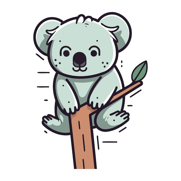 Lindo oso koala sentado en un árbol ilustración vectorial
