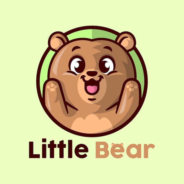 LINDO OSO MARRÓN ESTÁ SONRIENDO Y SALUDANDO MASCOTA DE DIBUJOS ANIMADOS