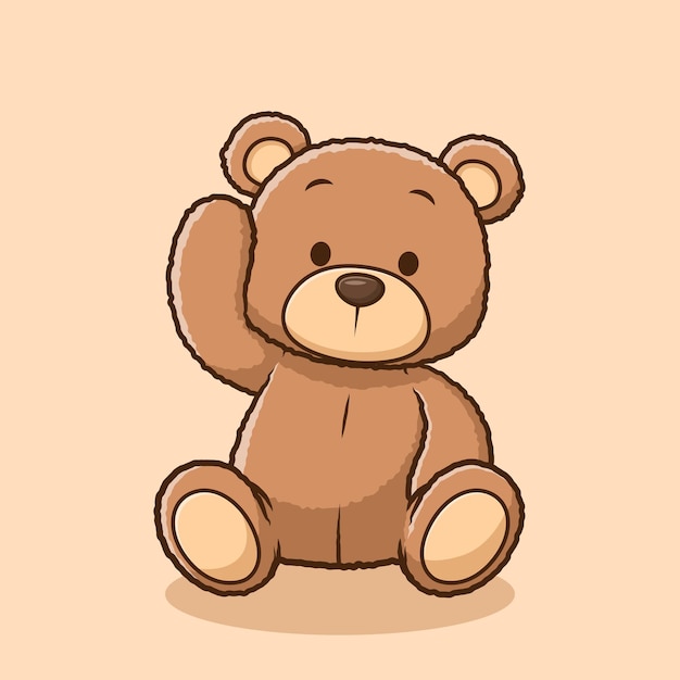 Lindo oso muñeca oso de peluche dibujos animados diseño vector