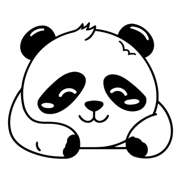 Lindo oso panda de dibujos animados Ilustración vectorial aislada sobre un fondo blanco