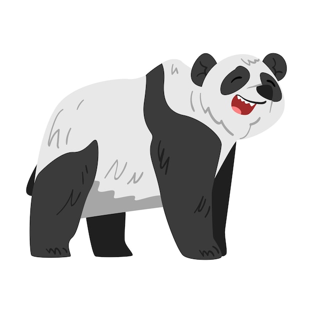 Lindo oso panda divertido animal salvaje estilo de dibujos animados ilustración vectorial en fondo blanco