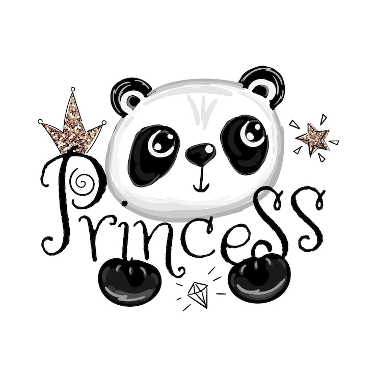 Vector lindo oso panda niña con corona pequeña princesa dulce vector niños ilustración para libros de copia escolar