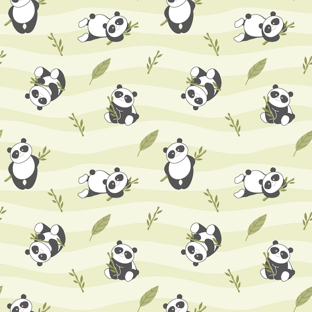 Lindo oso panda niños ilustración de patrones sin fisuras para envolver tela papel tapiz textil