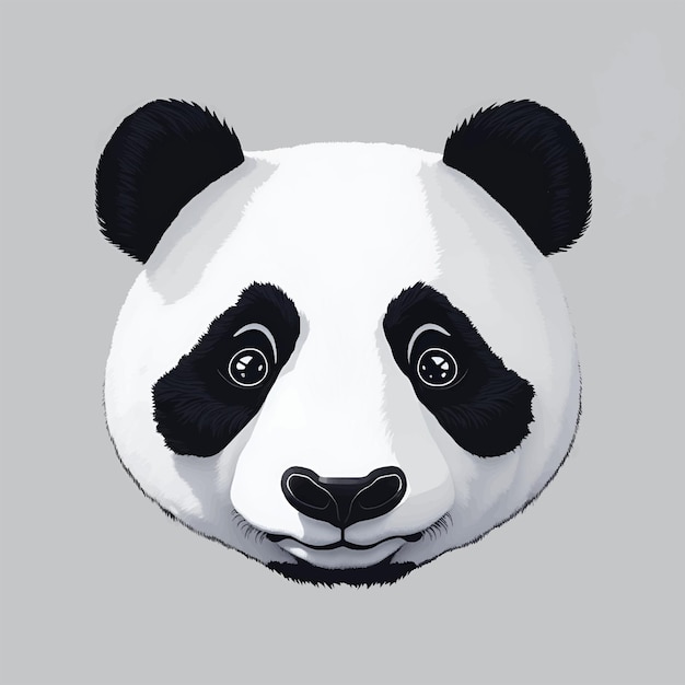 Vector lindo oso panda con ojos grandes en la ilustración de vector de vista frontal