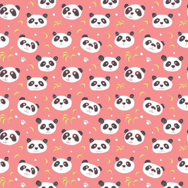 Lindo oso panda Patrón sin costuras Animales lindos doodle Ilustración vectorial