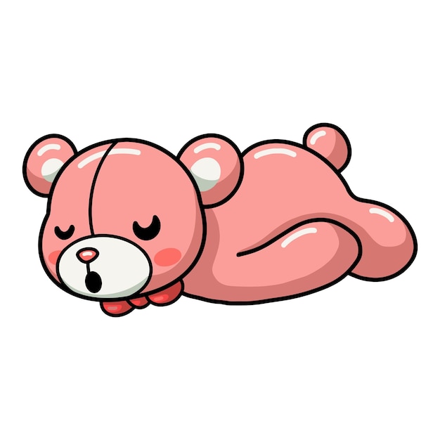 Lindo oso de peluche de dibujos animados durmiendo