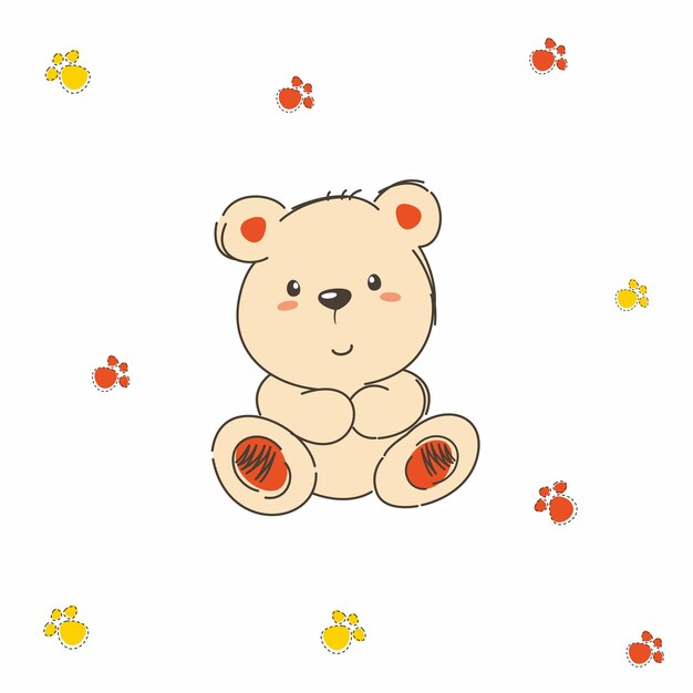 Lindo oso de peluche con huellas de las patas