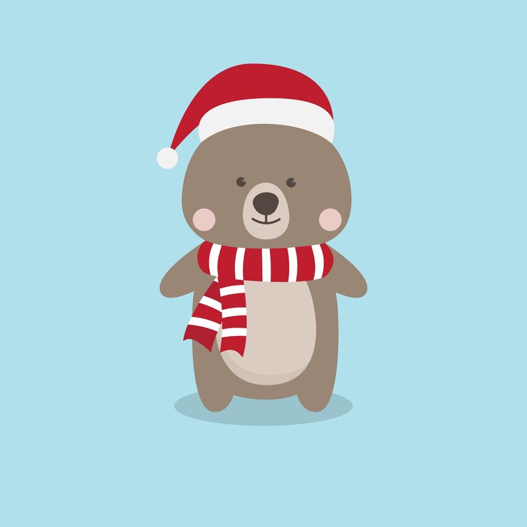 Un lindo oso de peluche marrón con sombrero de santa claus