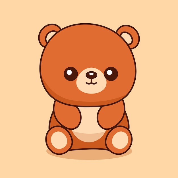 Lindo oso de peluche sentado icono de dibujos animados ilustración vectorial Ilustración infantil concepto de naturaleza animal Estilo de dibujos animados plano