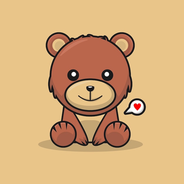 Lindo oso de peluche sentado vector de personaje de dibujos animados