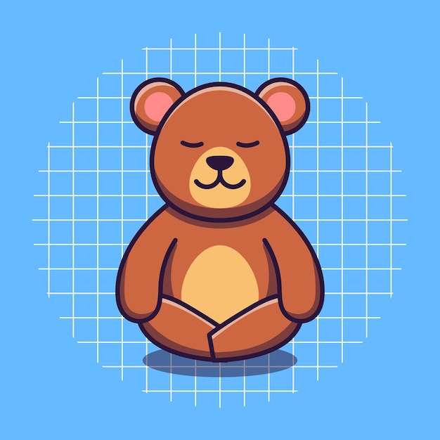 Lindo oso personaje meditando vector ilustración