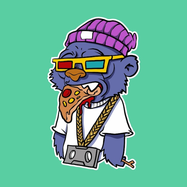 Lindo oso pizza ilustración