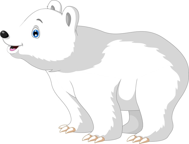 lindo, oso polar, caricatura, aislado