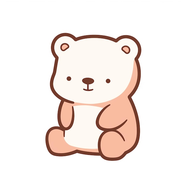 El lindo oso polar de dibujos animados aislado sobre un fondo blanco Ilustración vectorial