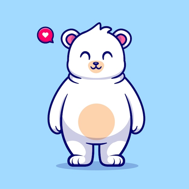 Lindo oso polar de pie dibujos animados Vector icono ilustración Animal naturaleza icono concepto aislado plano