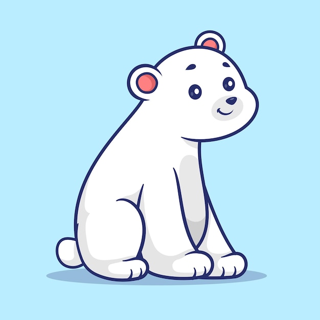 Lindo oso polar sentado icono vectorial de dibujos animados ilustración icono de naturaleza animal icono plano aislado