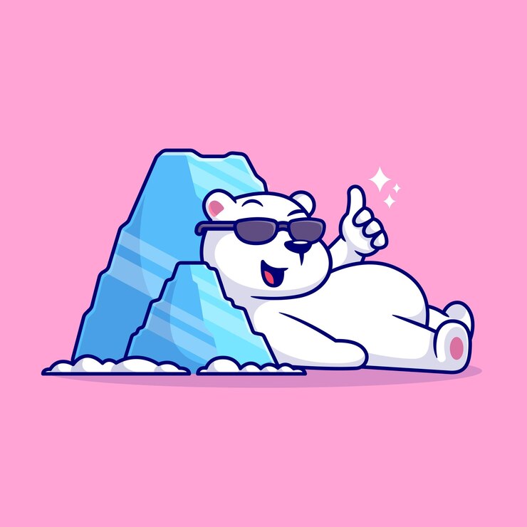 Vector lindo oso polar yacía en iceberg dibujos animados vector icono ilustración animal naturaleza icono concepto aislado