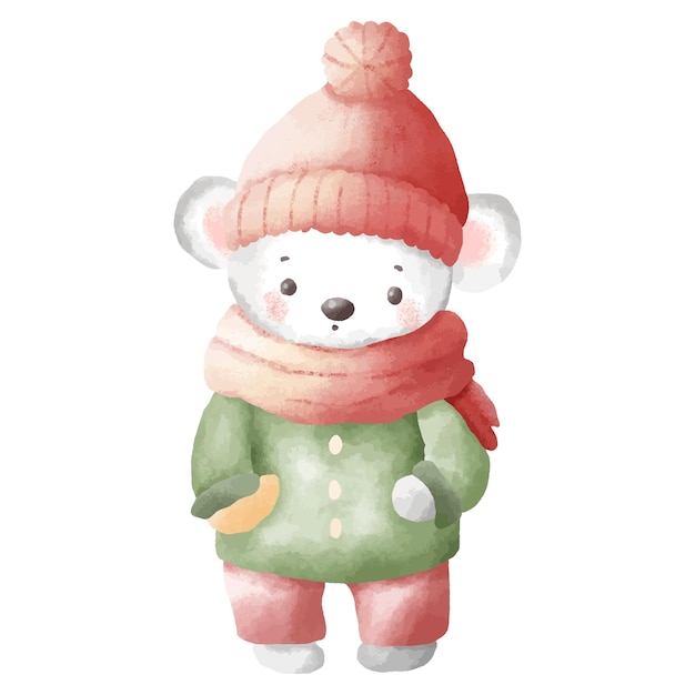 Lindo oso con ropa de invierno