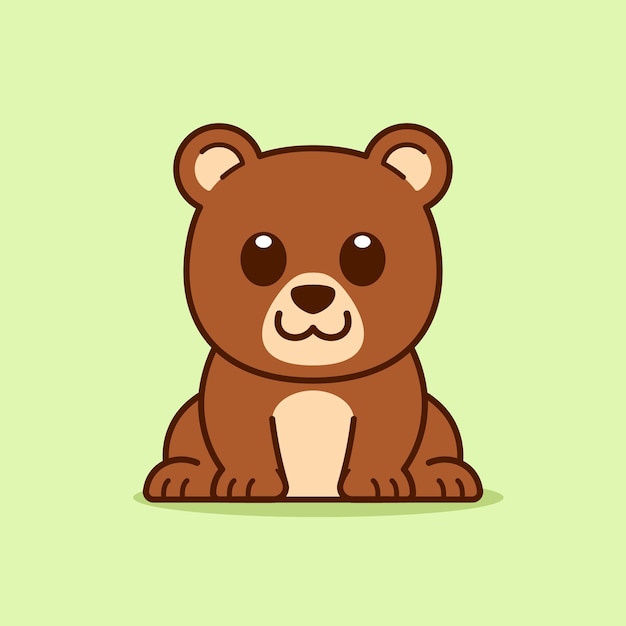 lindo, oso, sentado, abajo, ilustración