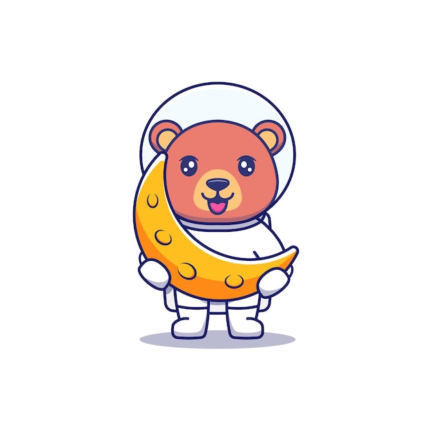 Lindo oso con traje de astronauta con luna