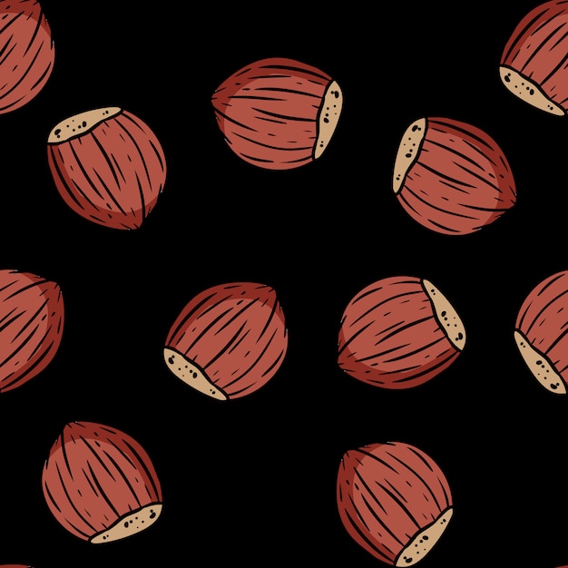 Lindo otoño avellanas dibujos animados de patrones sin fisuras