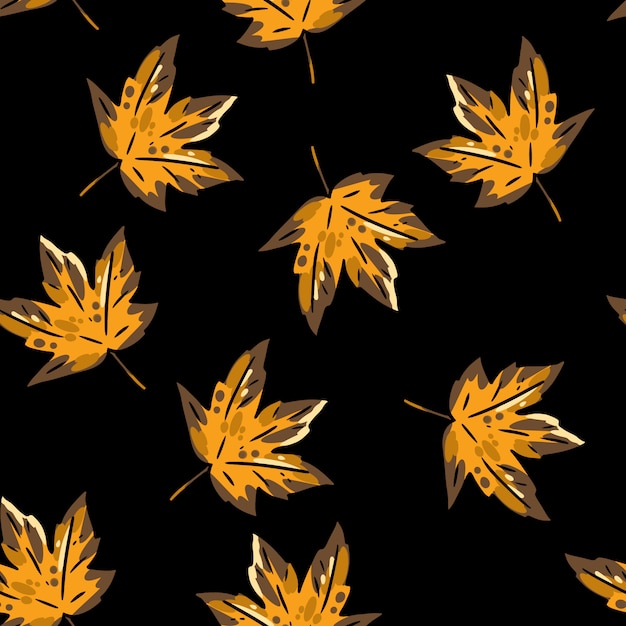 Lindo otoño hojas de arce dibujos animados de patrones sin fisuras.