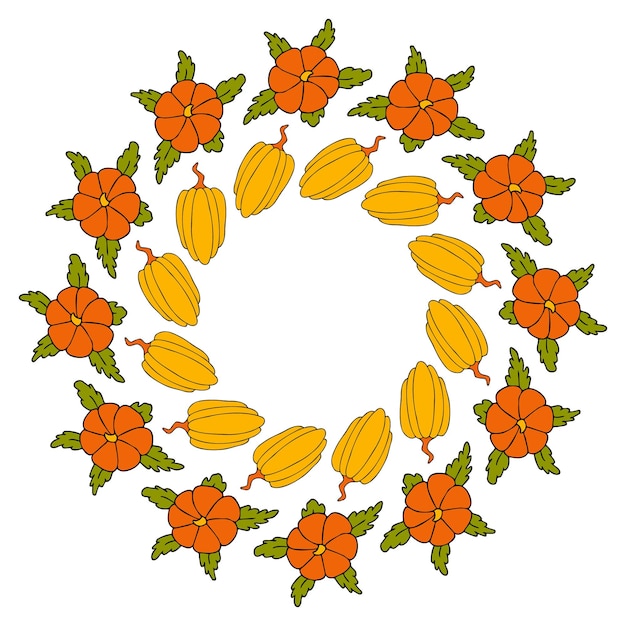 Lindo otoño vector ilustración dibujado a mano calabazas