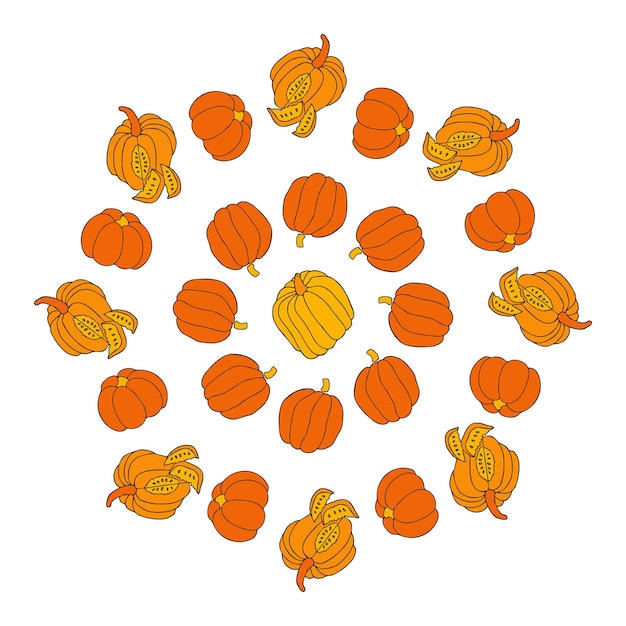 Lindo otoño vector ilustración dibujado a mano calabazas