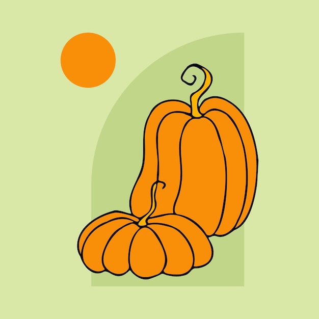 Lindo otoño vector ilustración dibujado a mano calabazas