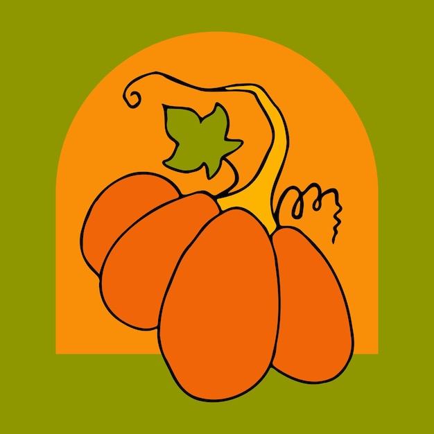 Vector lindo otoño vector ilustración dibujado a mano calabazas