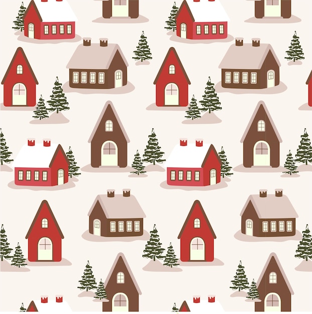 Lindo paisaje navideño de patrones sin fisuras