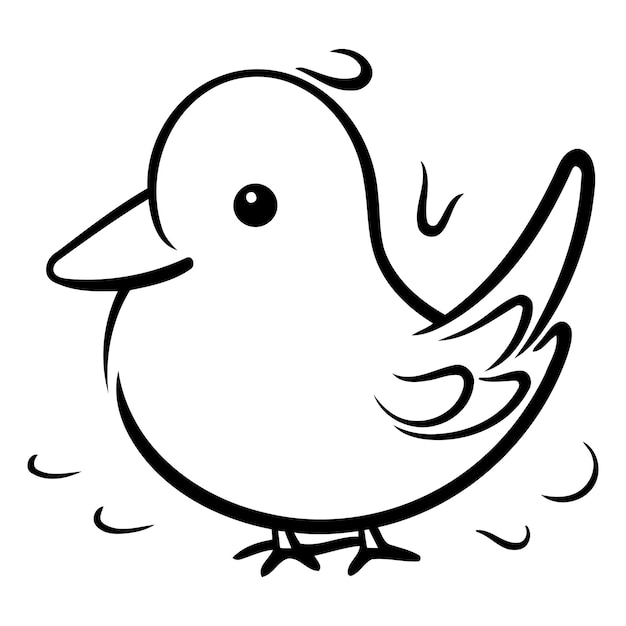 Un lindo pájaro de dibujos animados aislado sobre un fondo blanco Ilustración vectorial